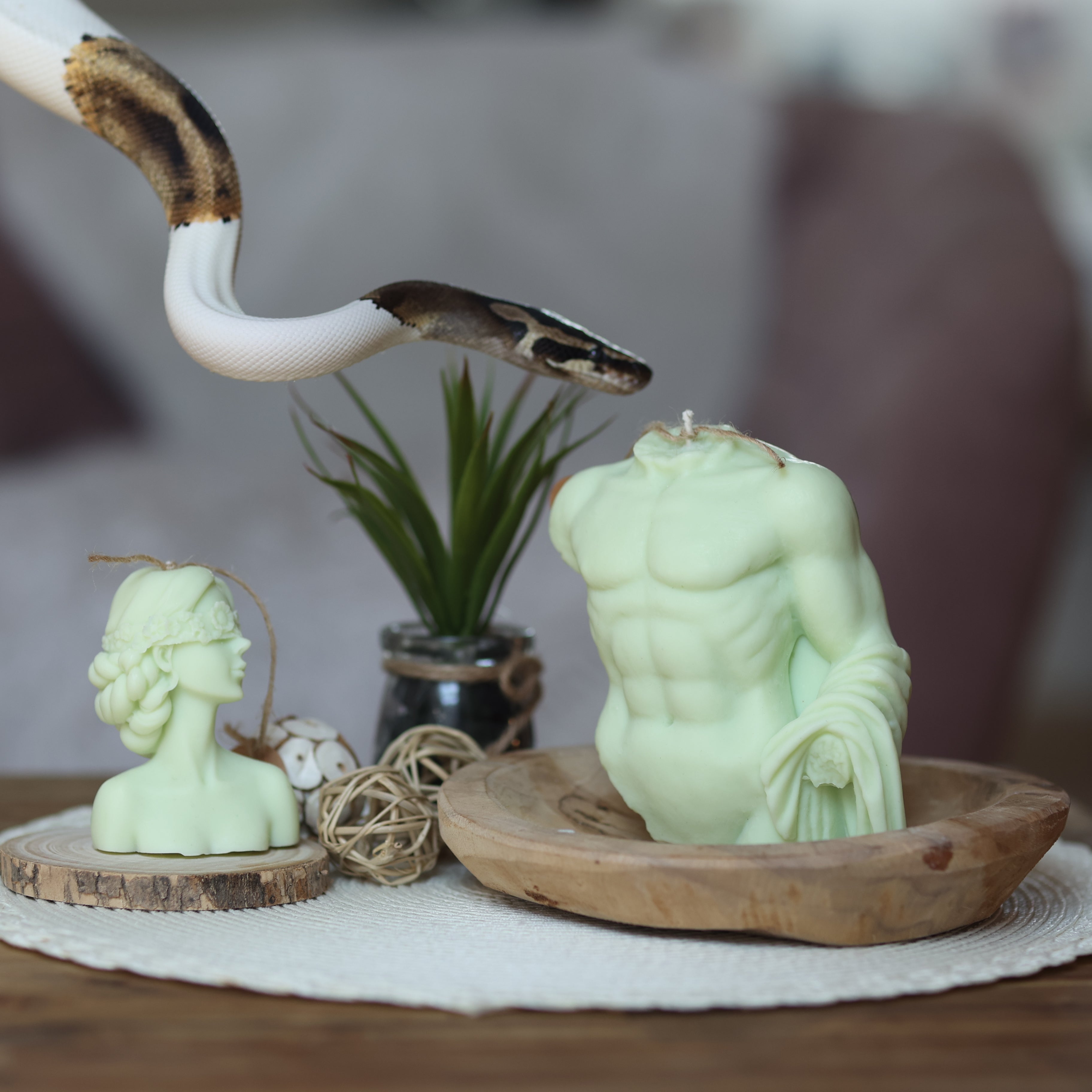 HERAKLES + ROSENFRAU Kerze Handgefertigt 100% natürliches Sojawachs Umweltfreundlich Bio-Baumwoll Docht Sauberes Brennerlebnis Natürliche Reinheit Wohnkultur Betörender Duft Warmes Licht Exquisite Kreation Handwerkliche Kunstfertigkeit