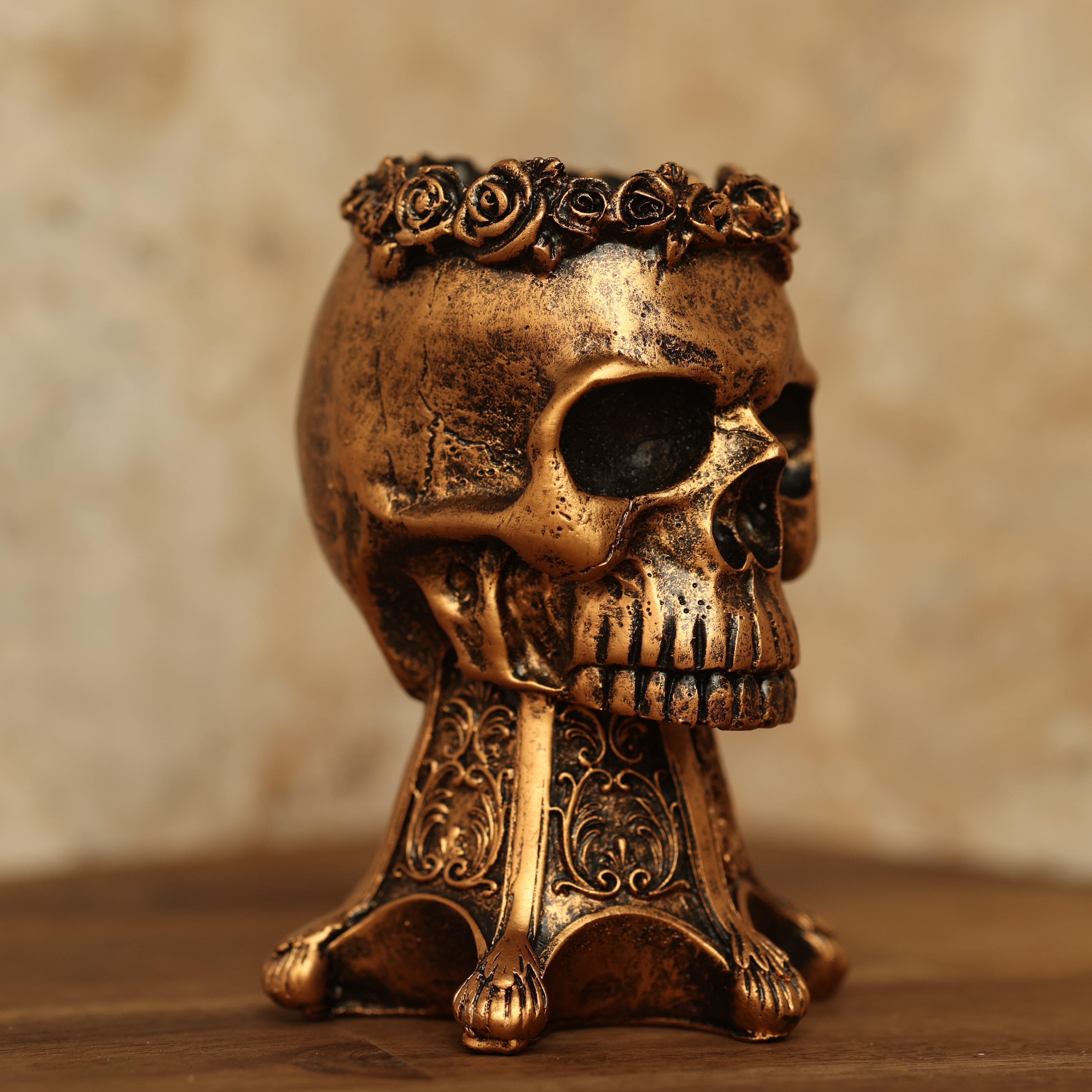 chädelkopf-Blumentopf, Halloween-Dekor, 3D-Skulptur, Hochwertiges Harz, Abflussloch, Eleganz, Geruchsfrei, Luxus, Blumenarrangements, Kreativität, Halloween-Party, Dekor, Chic Blumenvase.