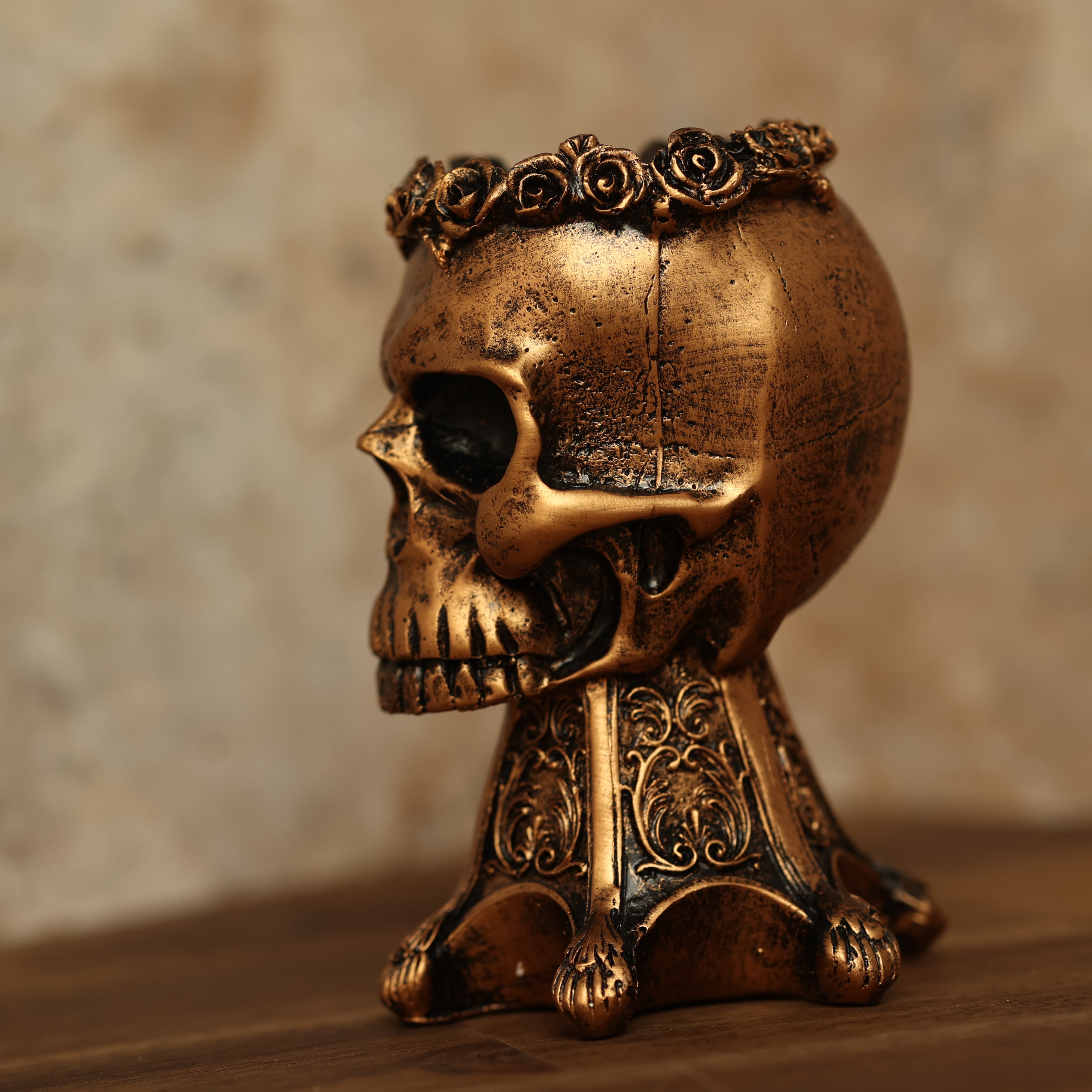 chädelkopf-Blumentopf, Halloween-Dekor, 3D-Skulptur, Hochwertiges Harz, Abflussloch, Eleganz, Geruchsfrei, Luxus, Blumenarrangements, Kreativität, Halloween-Party, Dekor, Chic Blumenvase.