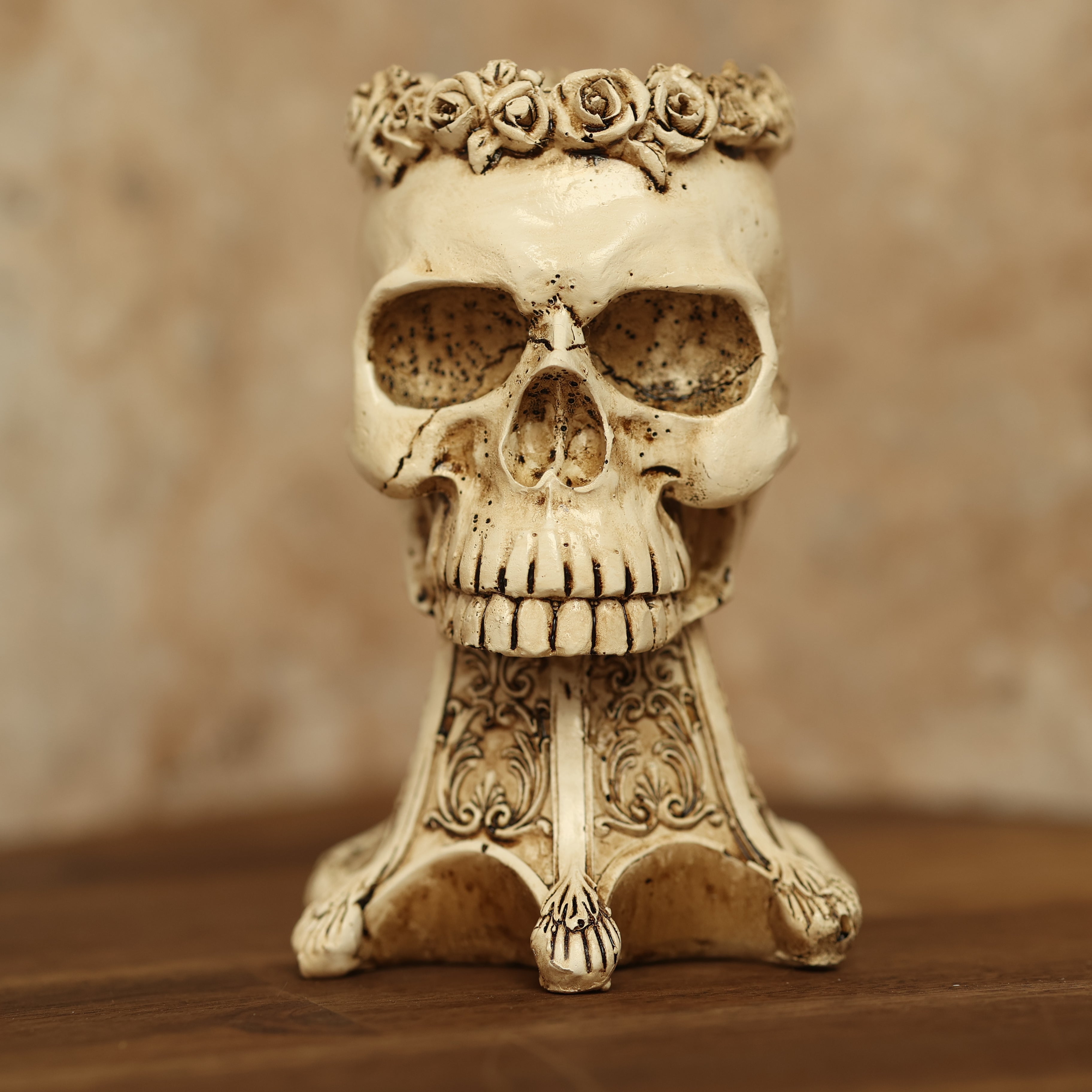 chädelkopf-Blumentopf, Halloween-Dekor, 3D-Skulptur, Hochwertiges Harz, Abflussloch, Eleganz, Geruchsfrei, Luxus, Blumenarrangements, Kreativität, Halloween-Party, Dekor, Chic Blumenvase.