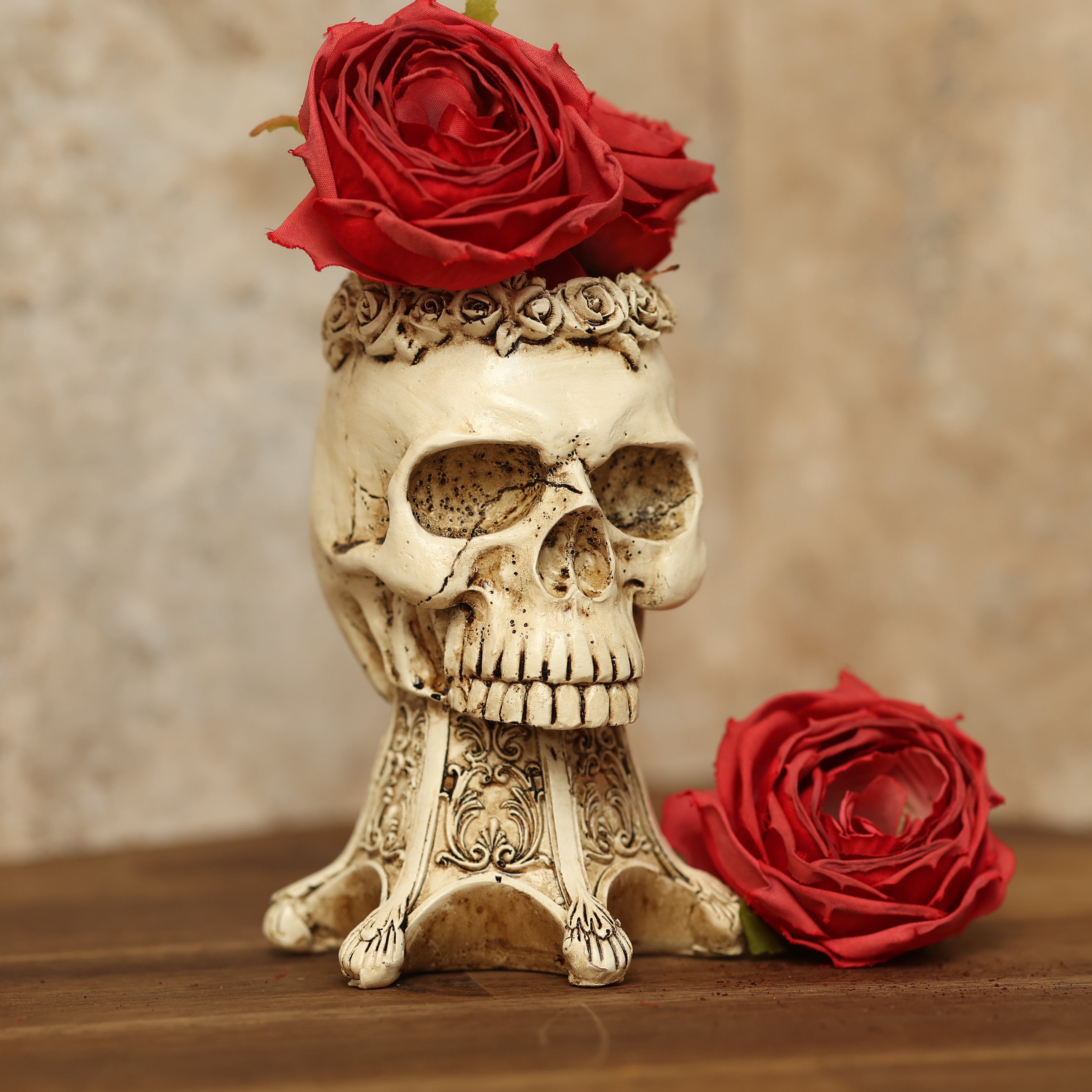 chädelkopf-Blumentopf, Halloween-Dekor, 3D-Skulptur, Hochwertiges Harz, Abflussloch, Eleganz, Geruchsfrei, Luxus, Blumenarrangements, Kreativität, Halloween-Party, Dekor, Chic Blumenvase.