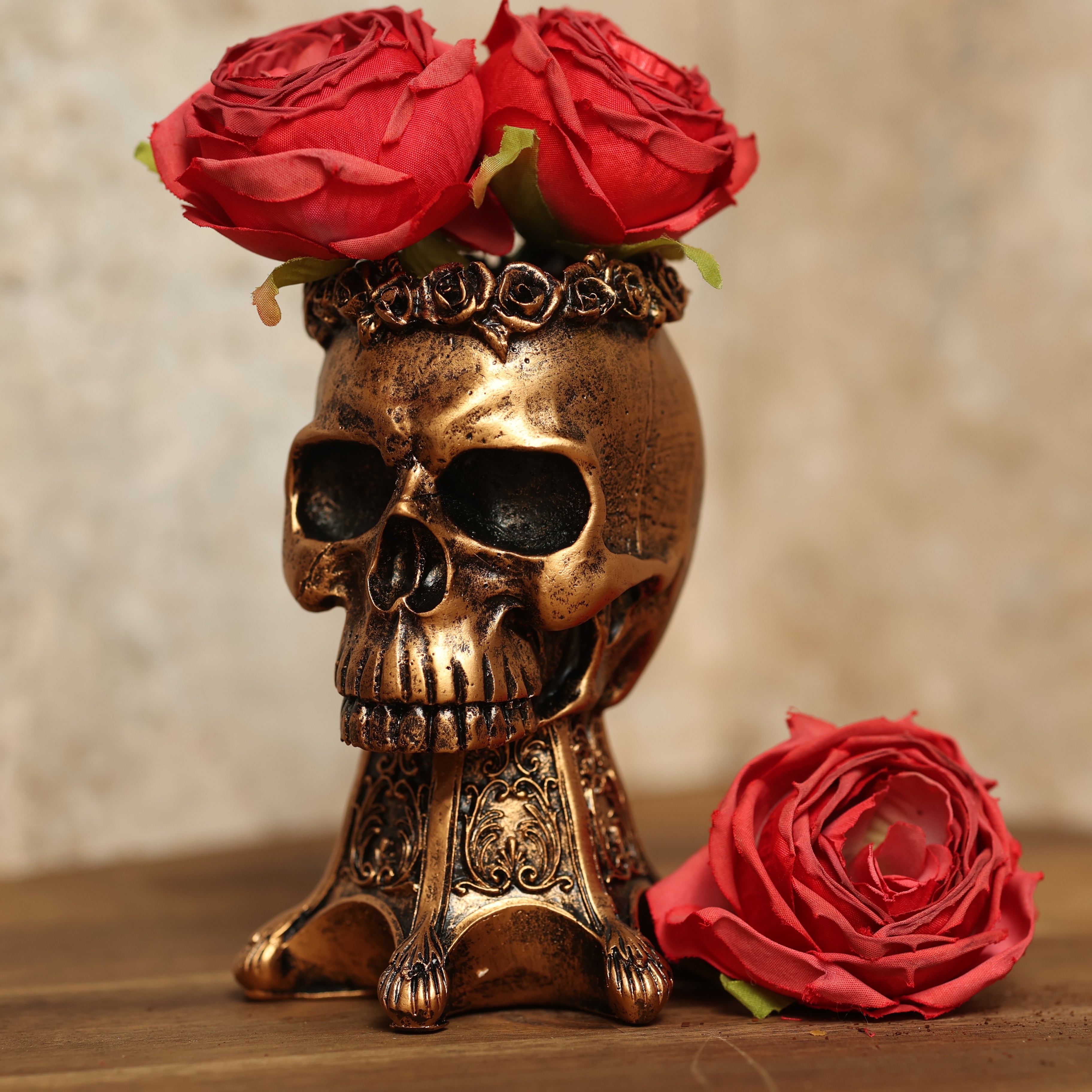 chädelkopf-Blumentopf, Halloween-Dekor, 3D-Skulptur, Hochwertiges Harz, Abflussloch, Eleganz, Geruchsfrei, Luxus, Blumenarrangements, Kreativität, Halloween-Party, Dekor, Chic Blumenvase.