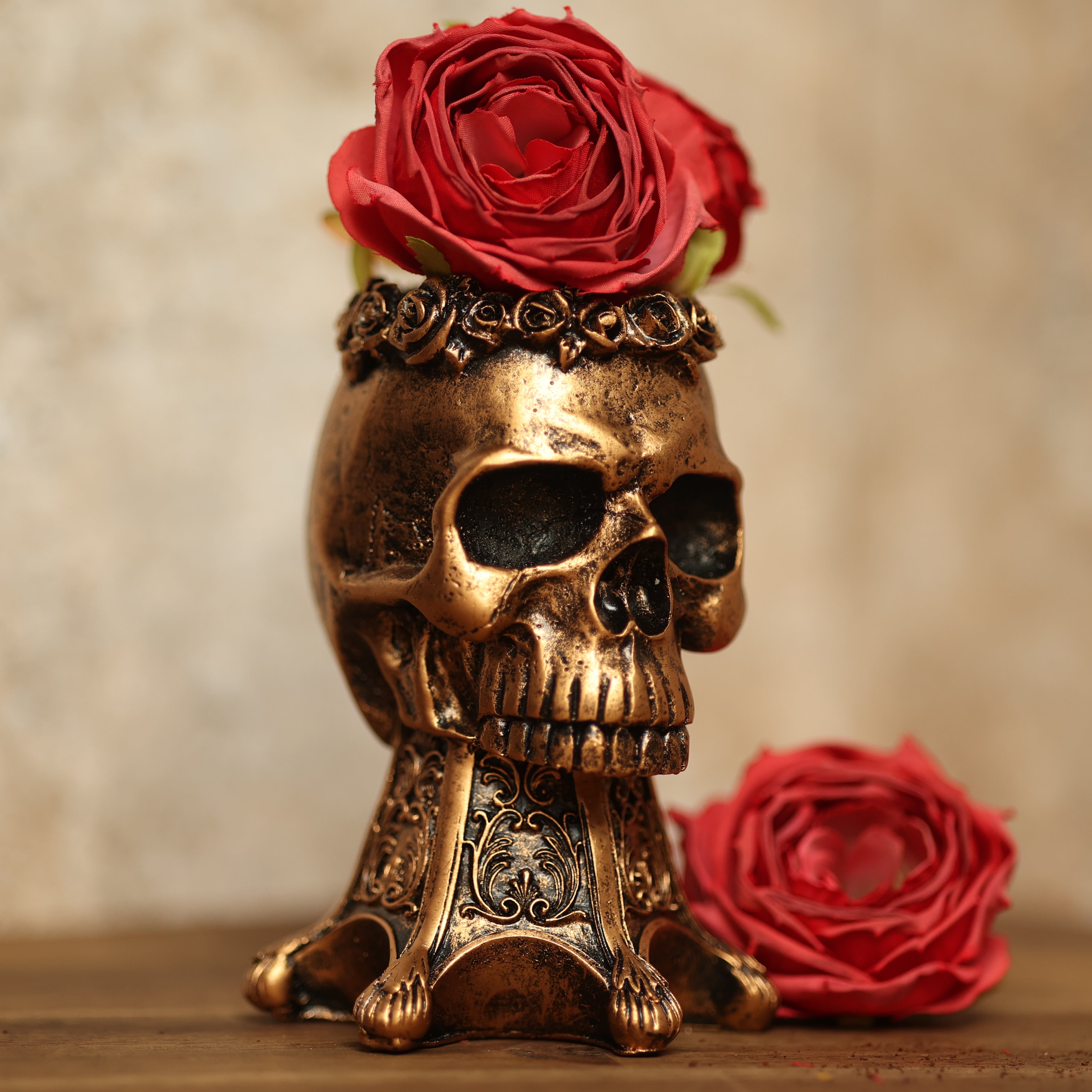 chädelkopf-Blumentopf, Halloween-Dekor, 3D-Skulptur, Hochwertiges Harz, Abflussloch, Eleganz, Geruchsfrei, Luxus, Blumenarrangements, Kreativität, Halloween-Party, Dekor, Chic Blumenvase.
