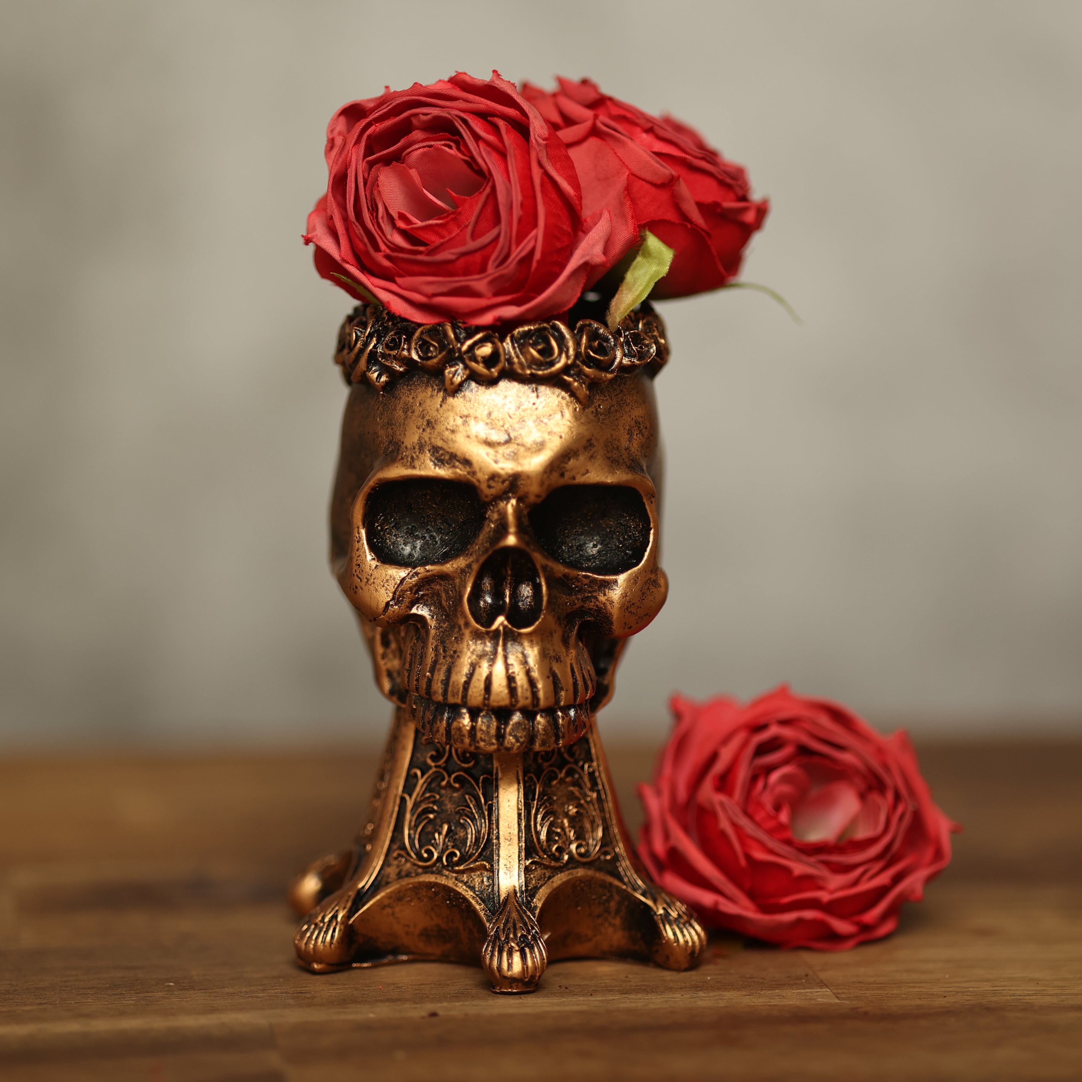 chädelkopf-Blumentopf, Halloween-Dekor, 3D-Skulptur, Hochwertiges Harz, Abflussloch, Eleganz, Geruchsfrei, Luxus, Blumenarrangements, Kreativität, Halloween-Party, Dekor, Chic Blumenvase.
