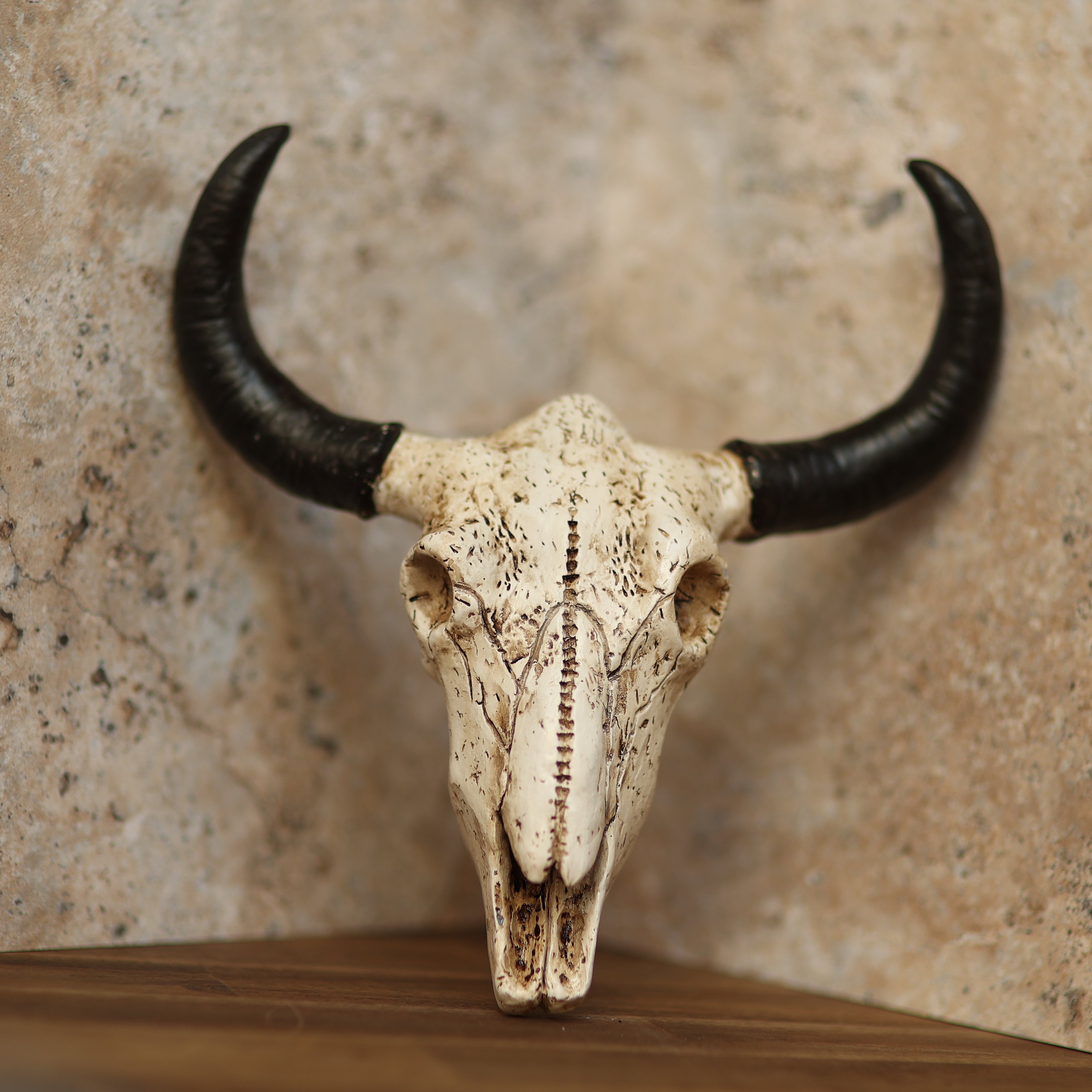 Rustikale Bull Goat Skull Head, Wandskulptur, Harz, Lebensechte Details, Majestätische Hörner, Dekor, Gesprächsstarter, Wildnis, Handwerkskunst, Eleganz, Naturinspiration, Statement-Stück, Stil, Charakter, Langlebig.